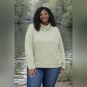 Cable and Rib Mix Media Turtleneck Pullover